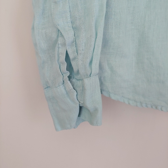 CP Shades Linen Ruffle Shirt Long Sleeve Size Medium - Picture 13 of 15